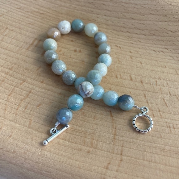 BEADED Bracelet Amazonite with Sterling Silver Toggle - Picture 3 of 8